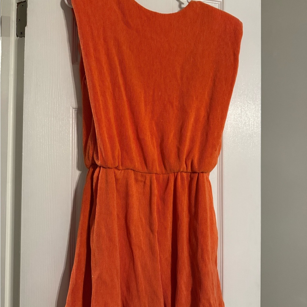 Vibrant Orange Sleeveless Romper